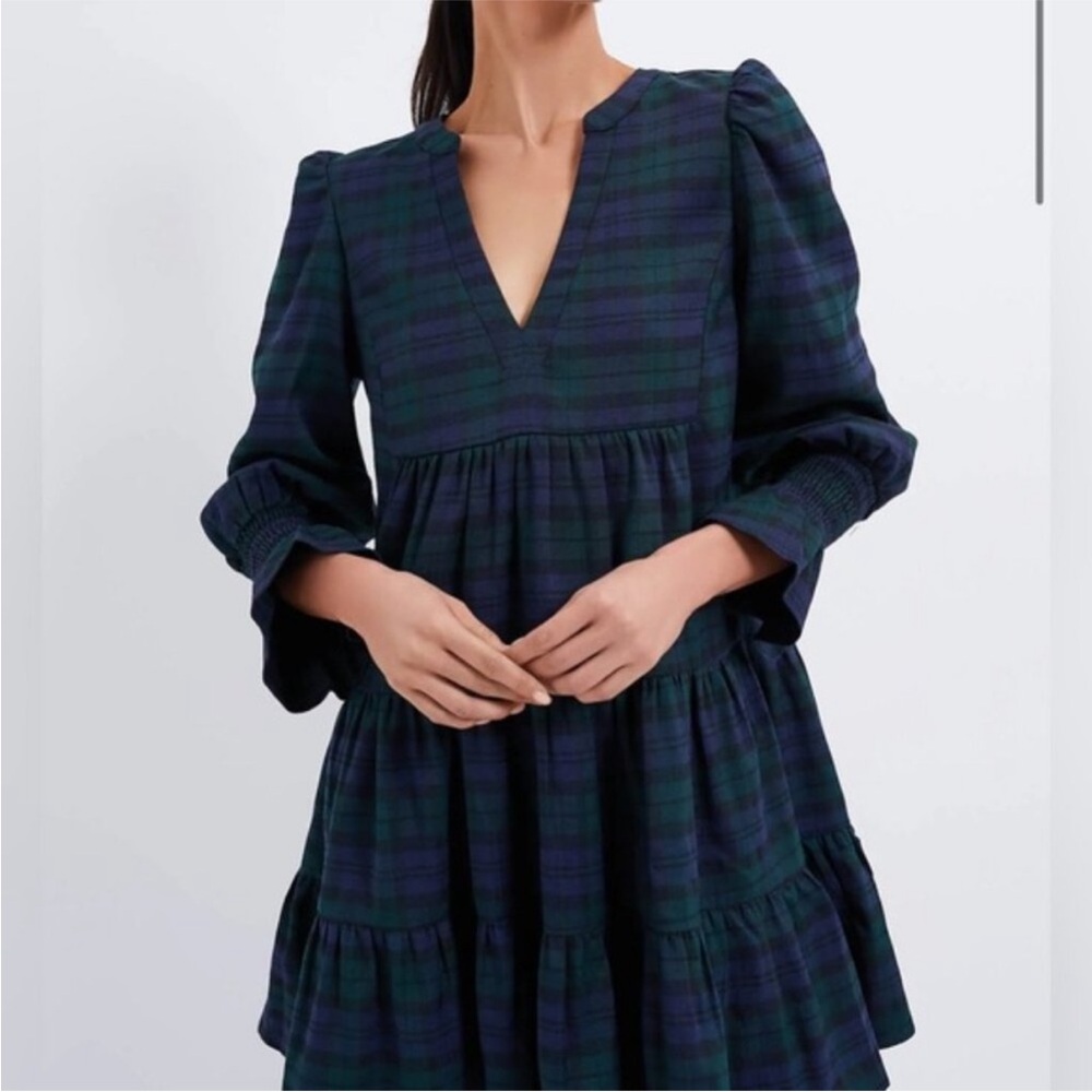 Blue green plaid Kenzo dress Pomander Place Tuckernuck